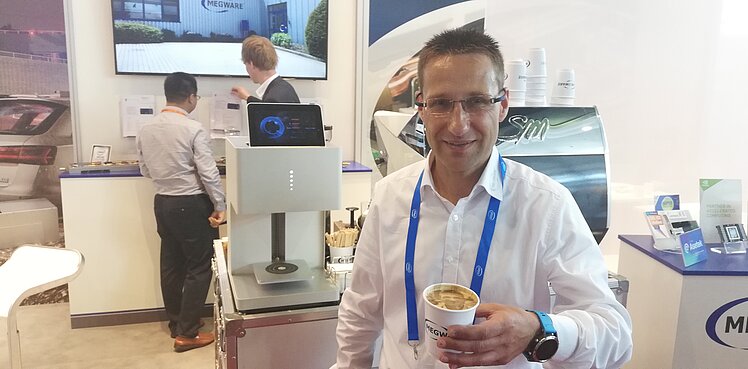 coffee bar at MEGWARE ISC booth